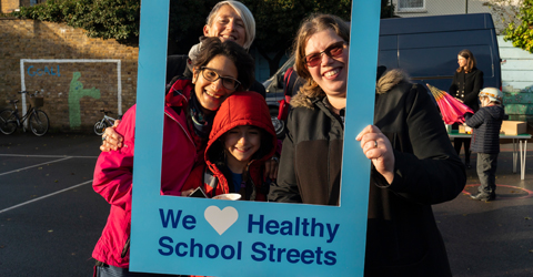 The first morning at Woodgrange Primary for the Healthy School Streets Scheme was a big hit with parents, staff and the children with many more than usual cycling, using scooters and walking to school.