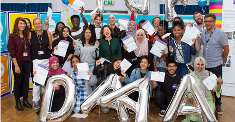 Students are celebrating after achieving their BTEC and A Level results.