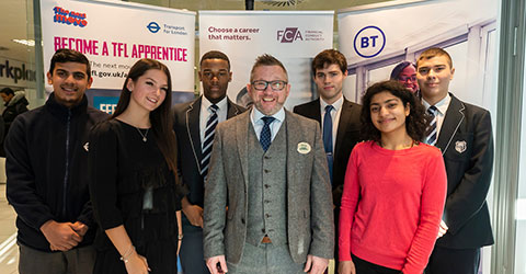 Residents alongside Steve Brayshaw at Newham Apprenticeship fair.