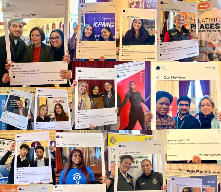 Attendees taking pictures at Newham Apprenticeship Fair