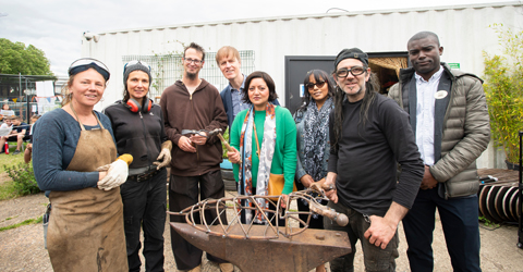 Young people and the mayor, Rokhsana Fiaz take part in an event to take a stand against knife crime and violence.