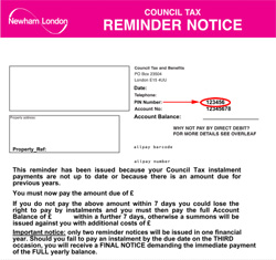 Council tax reminder letter