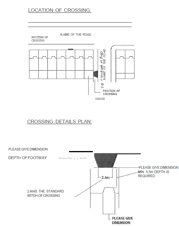 Images which show examples of location of cross and crossing details plan