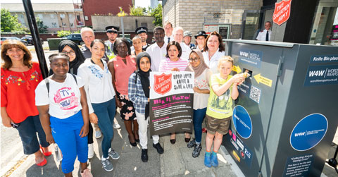 Newham residents come together to support Knife Amnesty Bin.