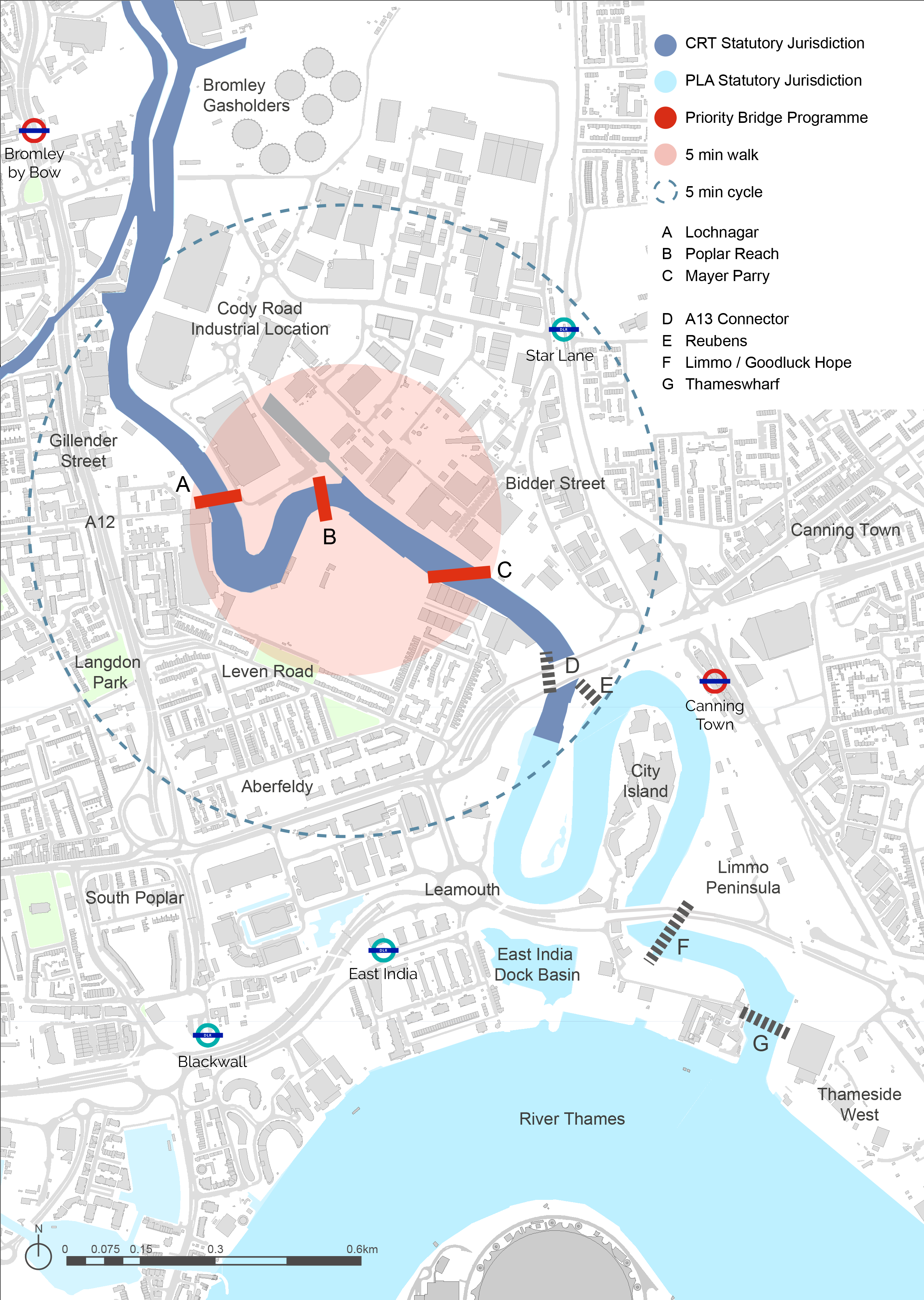 Lower lea priority bridges river diagram