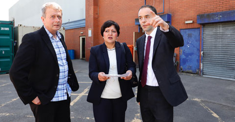 Mayor Rokshana Fiaz at a potential development site with James Murray and Councillor John Gray