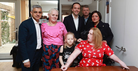 Mayor Khan along with Mayor of Newham Rokhsana Fiaz visiting two families living in the Florence Road development in Upton Park.