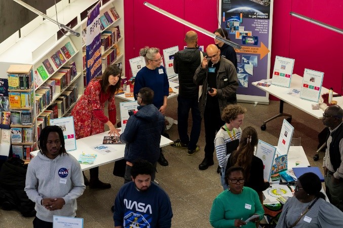 Local project proposals rallied for public votes at libraries across the borough. Faisal Islam [pictured] in Navy NASA Jumper.  