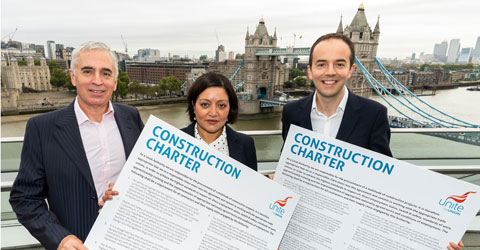 Mayor of Newham, Rokhsana Fiaz, alongside the Greater London Authority&rsquo;s (GLA) Deputy Mayor for Housing and Residential Development, James Murray, and Jerry Swain, Unite&rsquo;s National Officer.