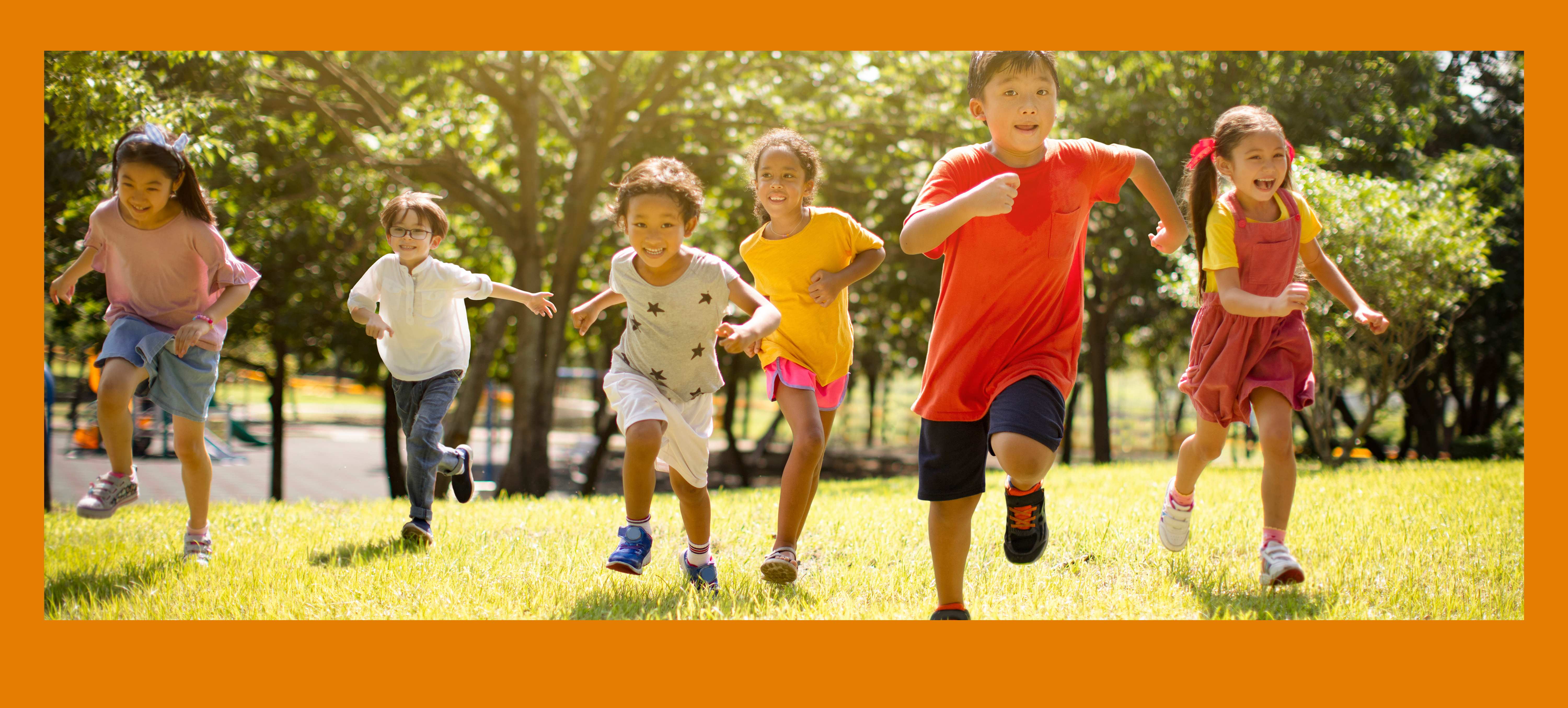 Children running in a park