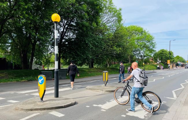 Zebra crossing on Tollgate Road near junction with Lion Road