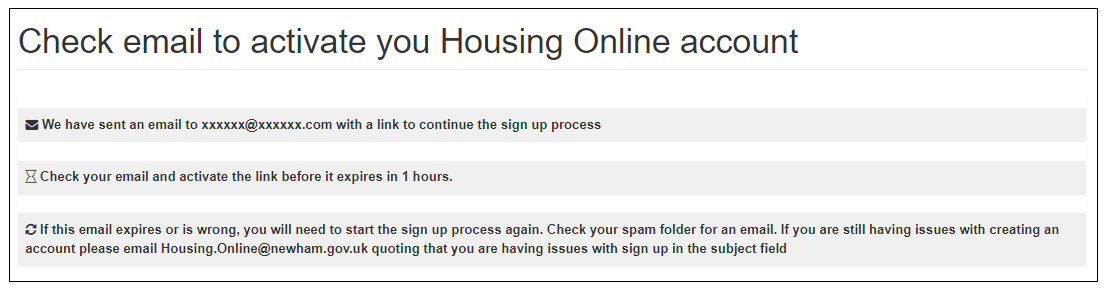 Check email to activate your housing online account